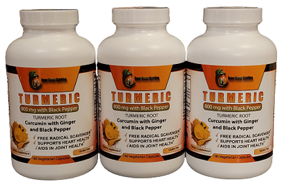 3 Pack Turmeric Curcumin 1600mg 95% Curcuminoids BioPerine & Ginger Root Extract 180 Count